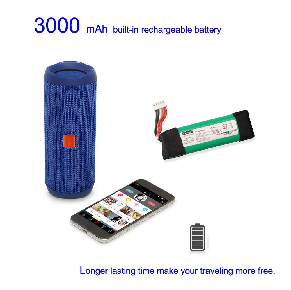 Аккумулятор Kingsener 3,7 в 3000 мАч GSP872693 01 для JBL Speaker Flip 4, Flip 4 Special Edition + сменный инструмент для ремонта (art.: 3a372fe1182) - 3a372fe1182