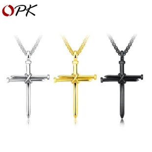 OPK треугольный щит Титановый стальной кулон гладкое мужское ожерелье с жемчужной цепочкой можно лазерной гравировкой