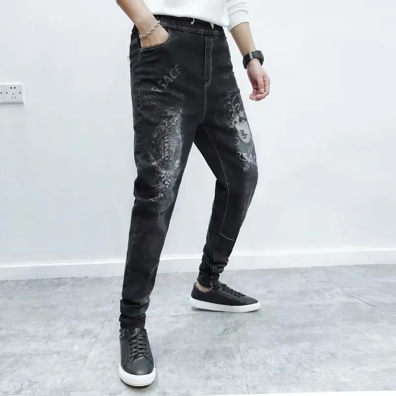 ICCLEK 2021 Fall Black Jeans Men's Jeans Slim Jeans Fashion Men's Stretch Harem Pants Men's Pants Skinny Jeans Men