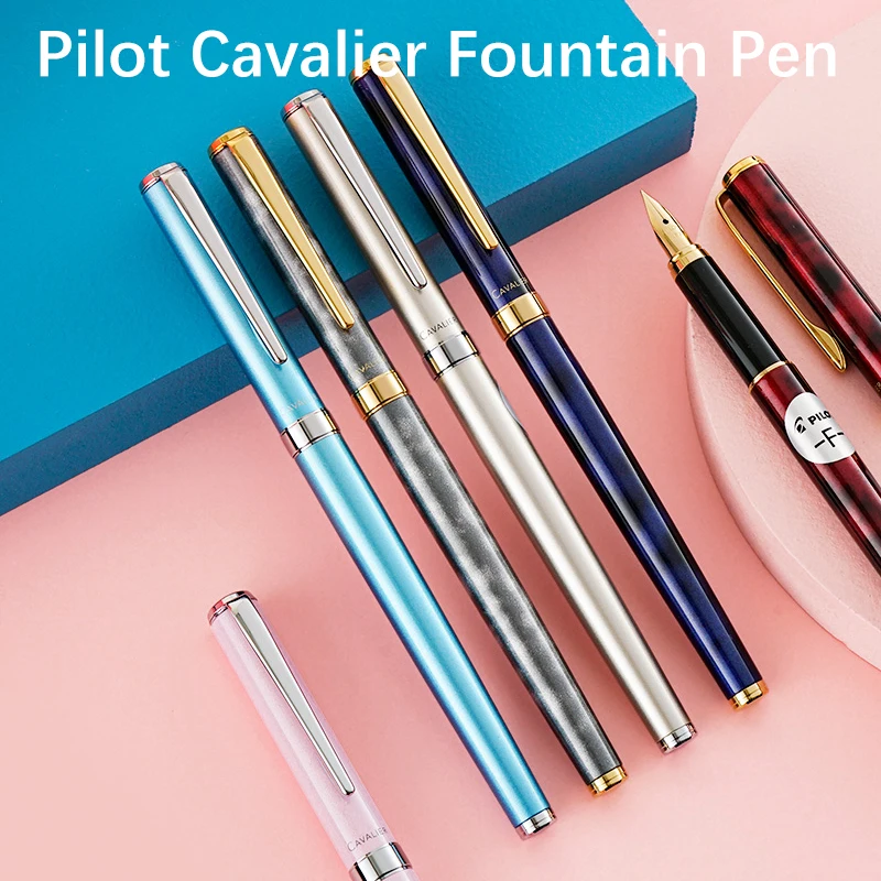 1pc-pilot-cavalier-fountain-pen-with-ink-converter-f-m-iraurita-nib-fcan-5sr-metal-penholder-marble-pattern-stationery-pens