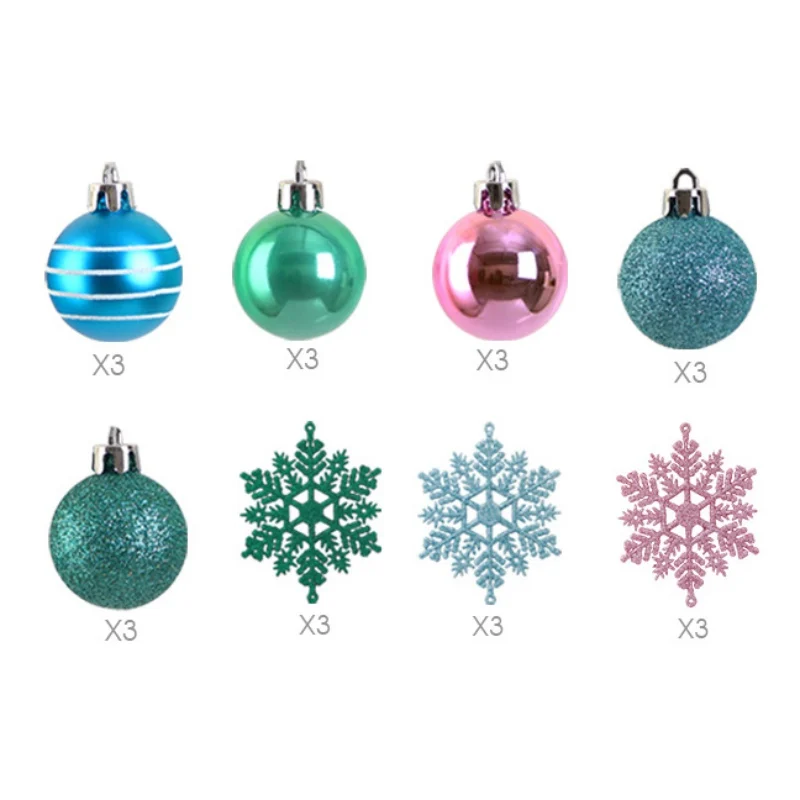 Christmas Tree Baubles Ornament Xmas Decorations Kerst Decoratie/24Pcs Christmas Ball And Snowflake Pendants Kit Shatterproof