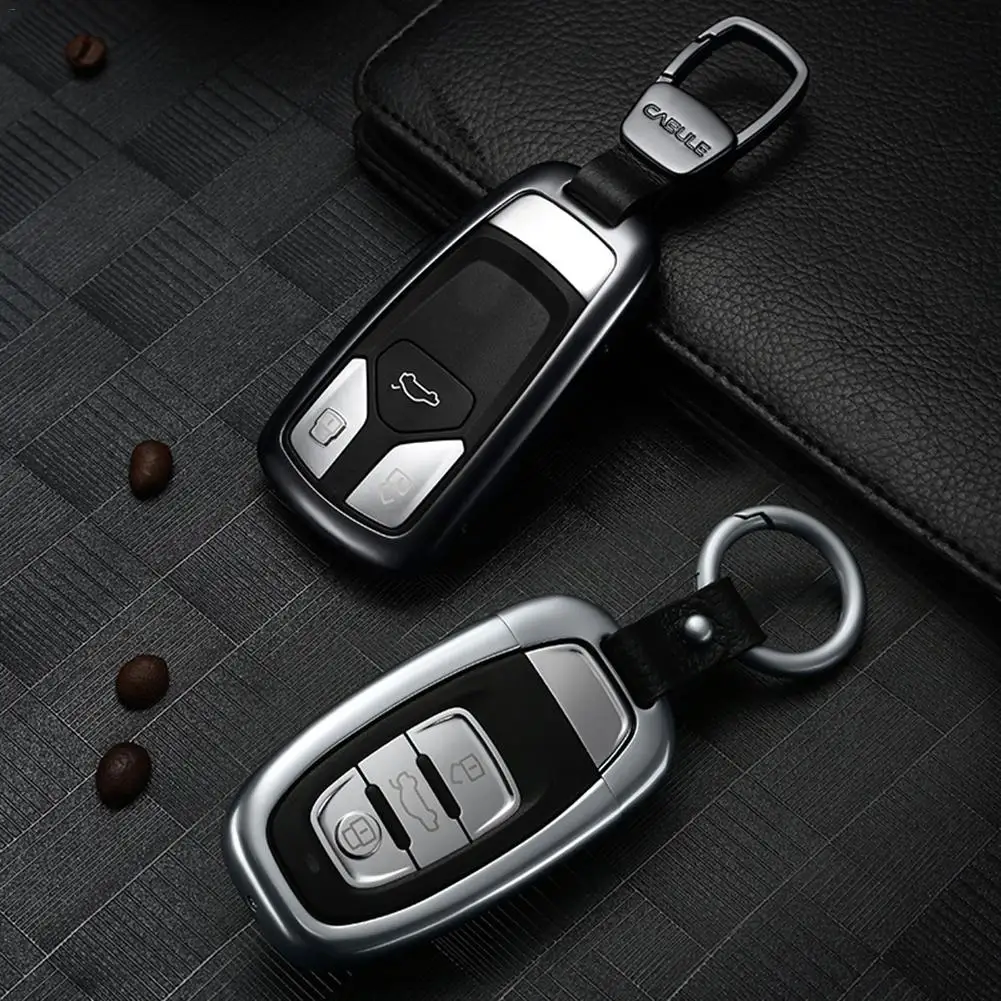 Key COVER Aluminum Alloy Smart Remote Key Case Keychain Scratches And Damage Car Accessories For Audi Q5 Q7 A4L A6L R38