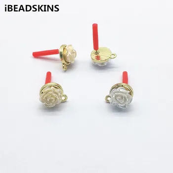 

New arrival! 13x10mm100pcs Imitation pearl Flower shape Earrings Stud for Earrings parts,hand Made Earrings Findings Jewelry DIY