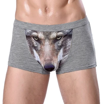 

4XL Large Size Male Underwear Funny Cool Underpants Wolf Modal U Convex Underware Men Boxers Comfortable Soft boxer shorts man