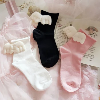 

Sweet Socks Japanese Harajuku Cotton Thin section Angel wings Love Decoration Socks Lolita Girls Student Princess Socks Women