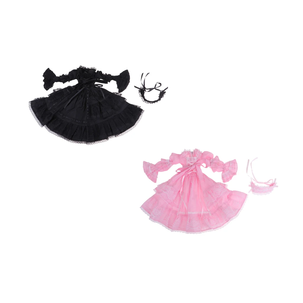 Gothic Lace Dress with Headband for 1/3 60cm Night Lolita BJD SD Dolls Gothic Lace Dress with Headband for 1/3 60cm Night Lolita BJD SD Dolls