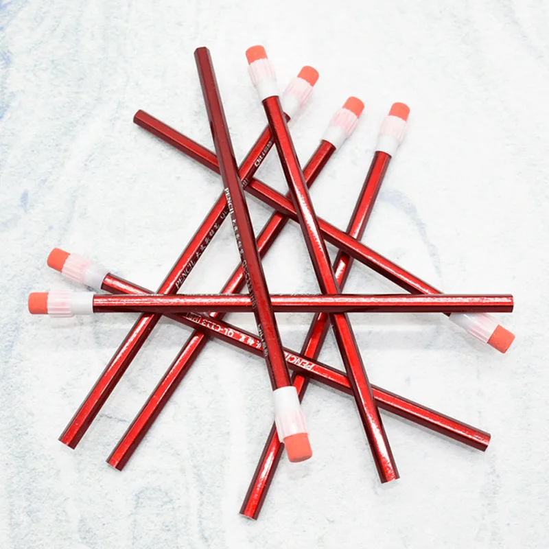 10 шт. Карандаши, деревянные, качественные, объемные карандаши, школьные принадлежности, канцелярские принадлежности, красный карандаш и ластик