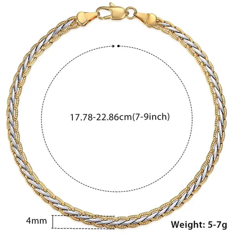 Bracelet 4mm 6mm Cuban Link Chain Yellow Gold Mix Silver Color Bracelet for Women Men fashion 2020 Jewelry Gift GB94A
