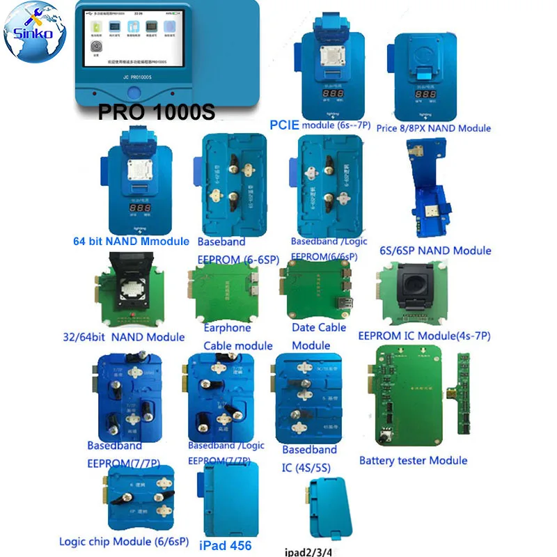 

JC Pro1000S Multi-Functional PCIE NAND Programmer HDD SN Read Tool Battery Data Line For IPhone 8 8P X 7 7P 6 6S 6SP IPad 23456