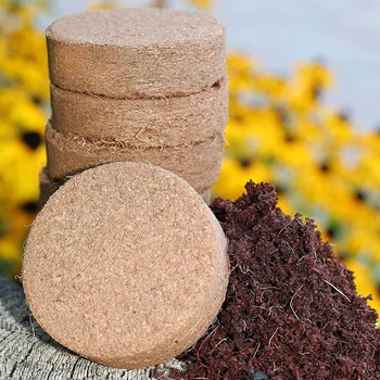 

5 Pcs Coconut Fiber Soil Thicken Gardening Supplies Soil Block for Herbs Flowers