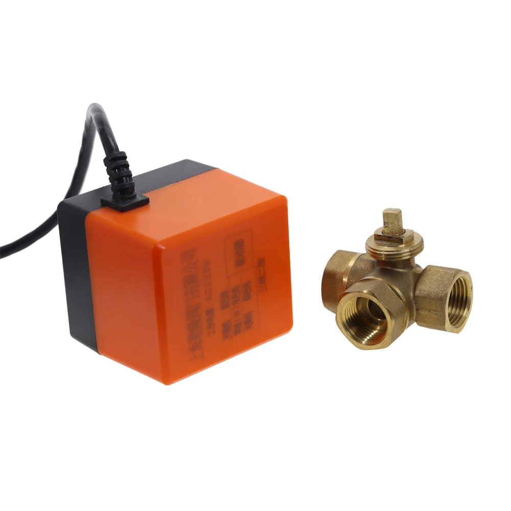 AC220V 3 Way провода электрические привод латунный шаровой клапан, холодной и горячей воды Vapor/тепло газ латунь моторизованный шаровой клапан