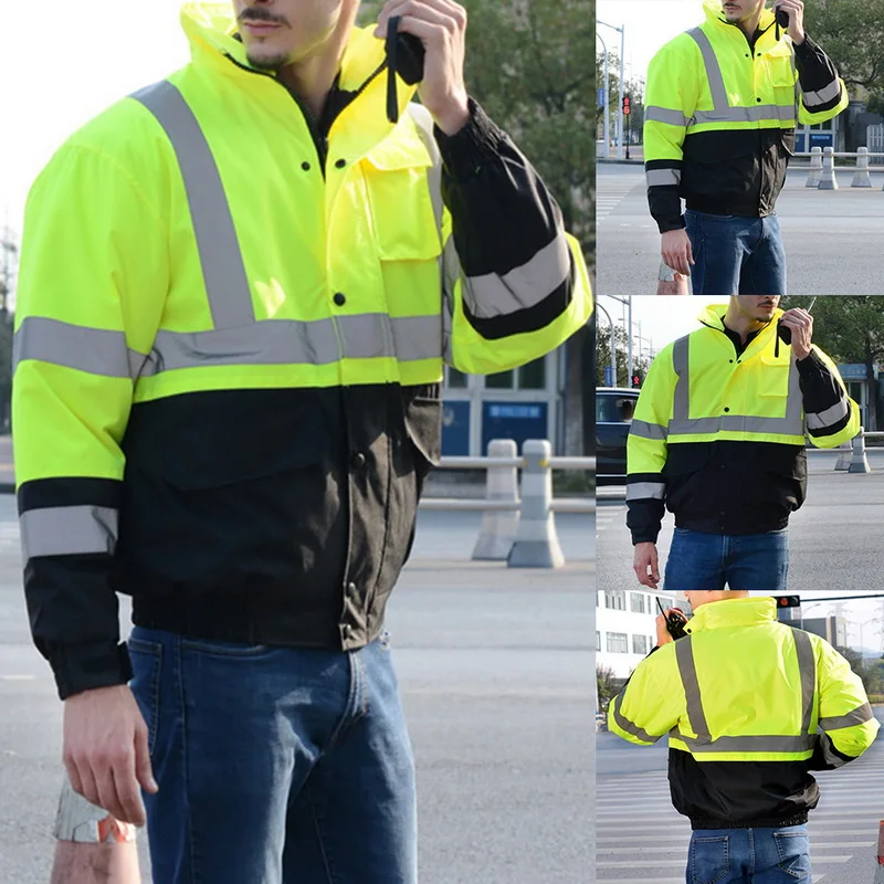Мужская Рабочая одежда зимняя куртка Светоотражающая зимняя куртка Высокая Видимость Зимняя куртка безопасная зимняя куртка защитная одежда