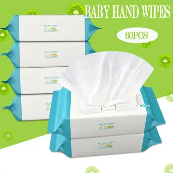 

60PCS Baby Wipes Unscented Aloe And kiwi Hypoallergenic Wet Wipes Alcohol Free