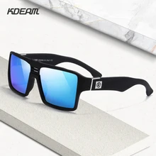 KDEAM квадратные поляризационные солнцезащитные очки Для мужчин Замочная скважина мост 6-основа с покрытием солнцезащитные очки с широкими панели для ног
