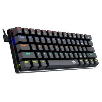 Redragon 60% 미니 기계식 게이밍 키보드, 블루 스위치, 텐키리스 레인보우 LED 백라이트, 유선 컴퓨터 키보드, 61 키, K613
