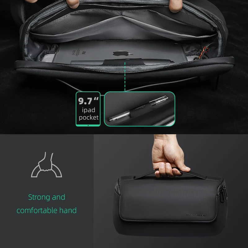 2021 Mark Ryden Men 9.7inch Crossbody Bag Water-repellent Sling Pack Oxford Male Messenger Shoulder Bag Short Trip Sling Bag