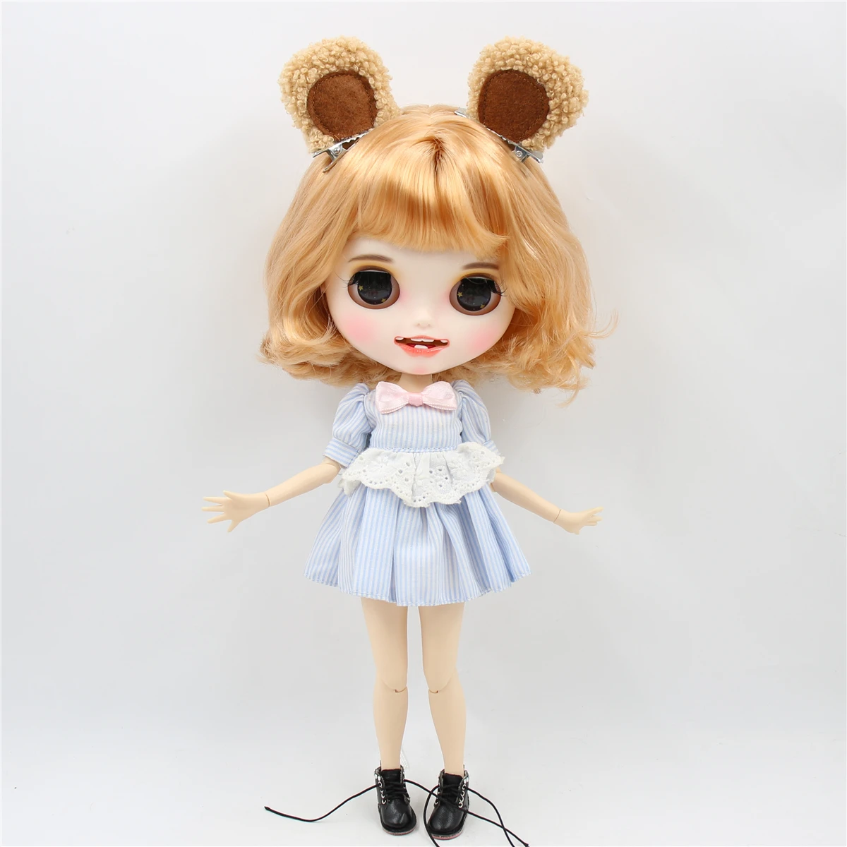 Ледяная фабрика blyth кукла 1/6 bjd белая кожа шарнир тело короткие золотые волосы, новое матовое лицо с зубами, 30 см BL2240