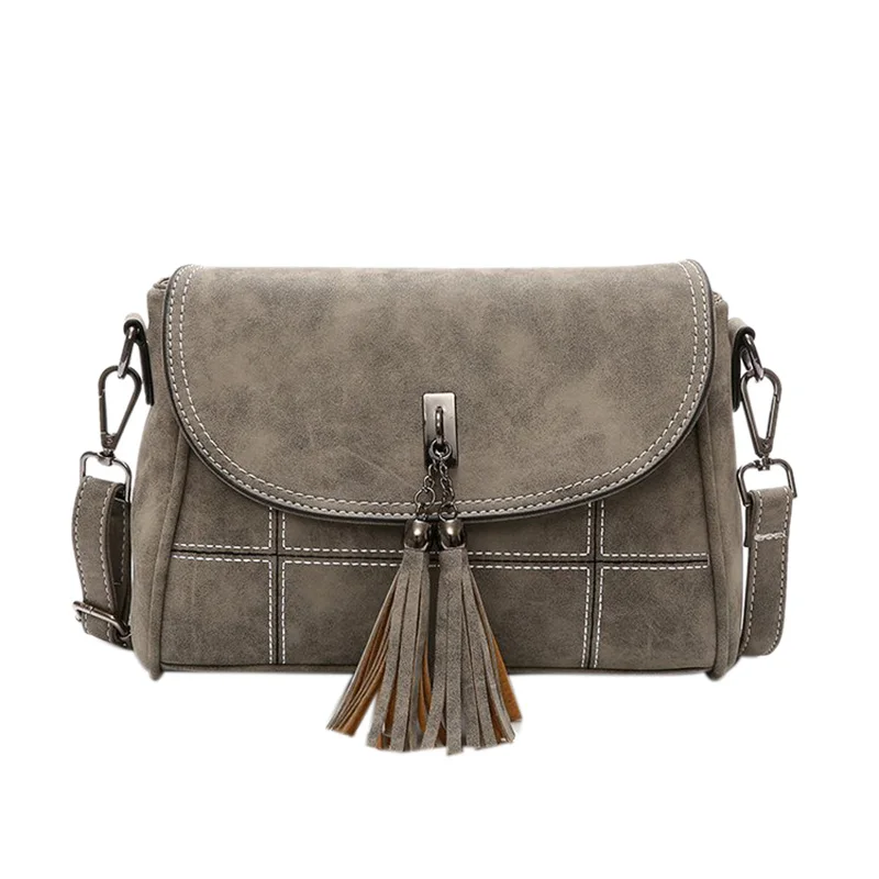 Light gray Женские сумки через плечо с бахромой Дамская Pu сумка на плечо ручные сумки - Цвет: Light gray
