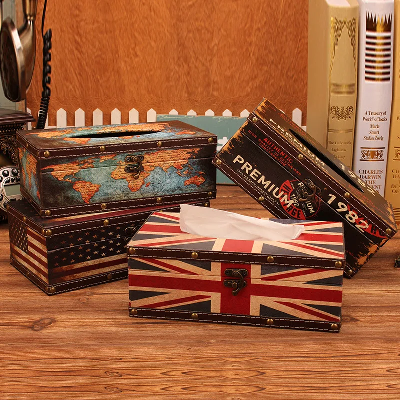 

British Wind Tissue Box Household Items Creative Restaurant Napkin Tray Car Cylinder Paper Napkin Box