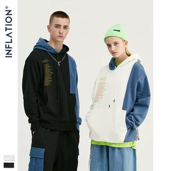

INFLATION Design 2019 Contrast Color Men Hoodies With Pouch Pocket Loose Fit Mens Streetwear Autumn Winter Man Hoodies 9638W