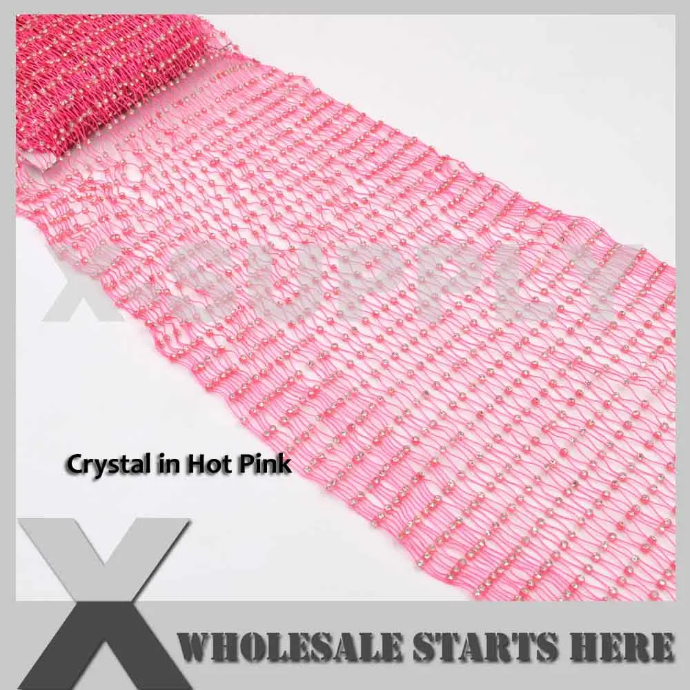 Crystal Hot Pink Сетка из сетчатой ткани с кристаллами и стразами для одежды «сделай сам», костюма, вечернего платья, обуви, воротников, 4,5 ярдов/партия - Цвет: Crystal Hot Pink