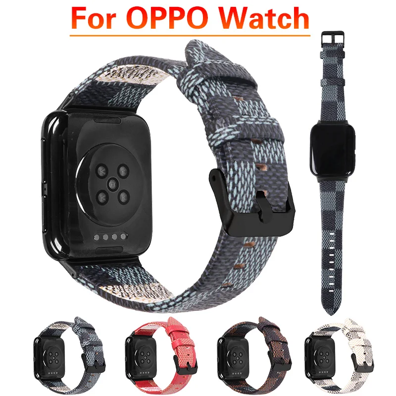 

Genuine Leather Band For OPPO Watch 41mm 46mm Women Men Leather Watch Strap Belt With Connector For OPPO Watch Bracelet 46mm