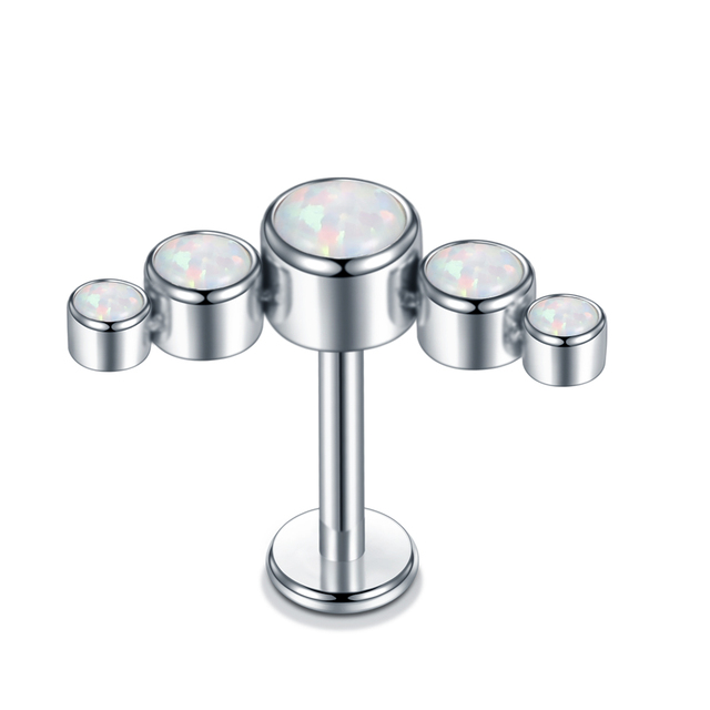 Steel Opal CZ Gem Lip Labret Stud Piercings Rook Tragus Ear Cartilage Helix Conch Earring Stud Piercings Sexy Jewelry 16G