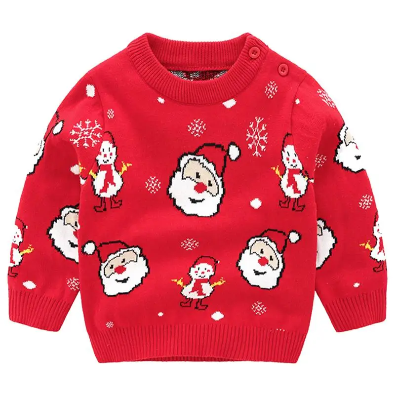Famuka/Детский свитер для девочек и мальчиков; Рождественский вязаный пуловер с рисунком оленя; детский утепленный свитер; топы; Одежда для новорожденных - Цвет: A