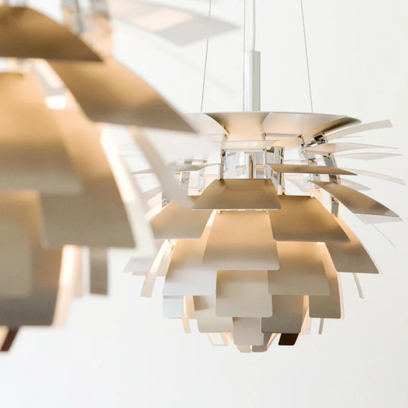 松コーンペンダントライト家の照明デンマーク近代アルミ吊り灯シャンデリア器具 AliExpress