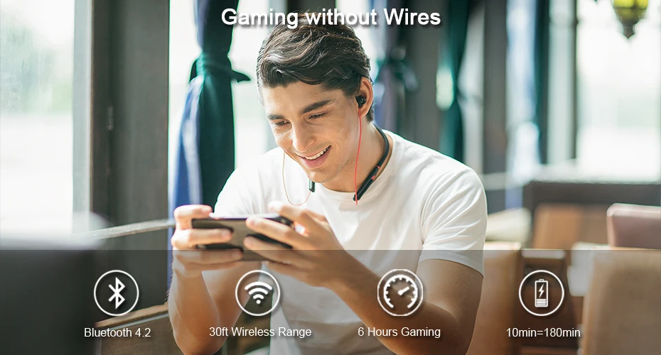 1 plus E1020BT eSports de jeu, fer de lance VR Bluetooth ecouteurs intra-auriculaires avec double pilote dynamique 3D s