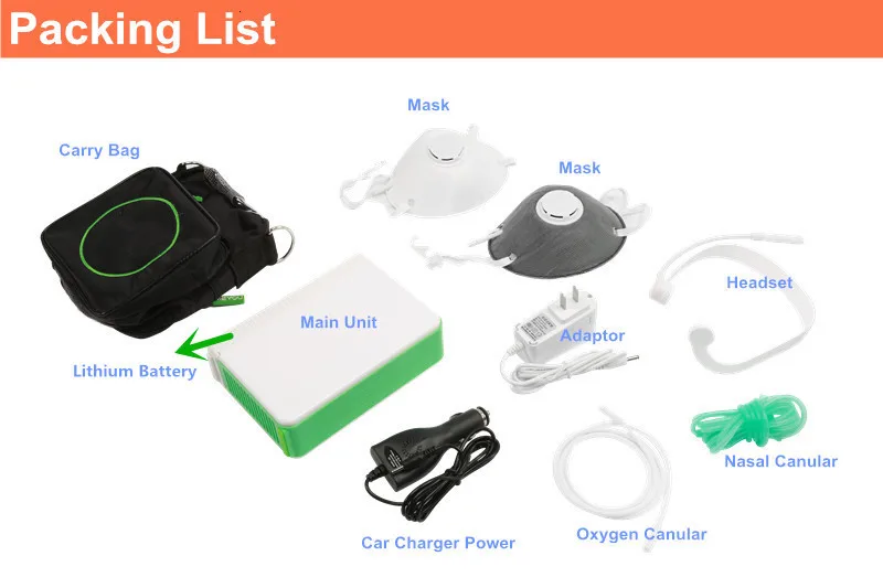  4 Hours Battery Oxygen Generator DC12V Portable Lithium Battery Skin O2 Injection Injector W/ Car C