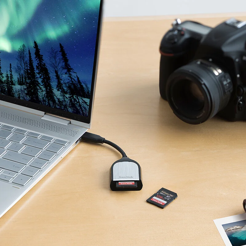 Двойной Флеш-накопитель SanDisk Extreme PRO SD Card USB-C считыватель SDDR-409-G46 UHS-II карты высокой скорости для Mac и ПК устройств с USB-C порт