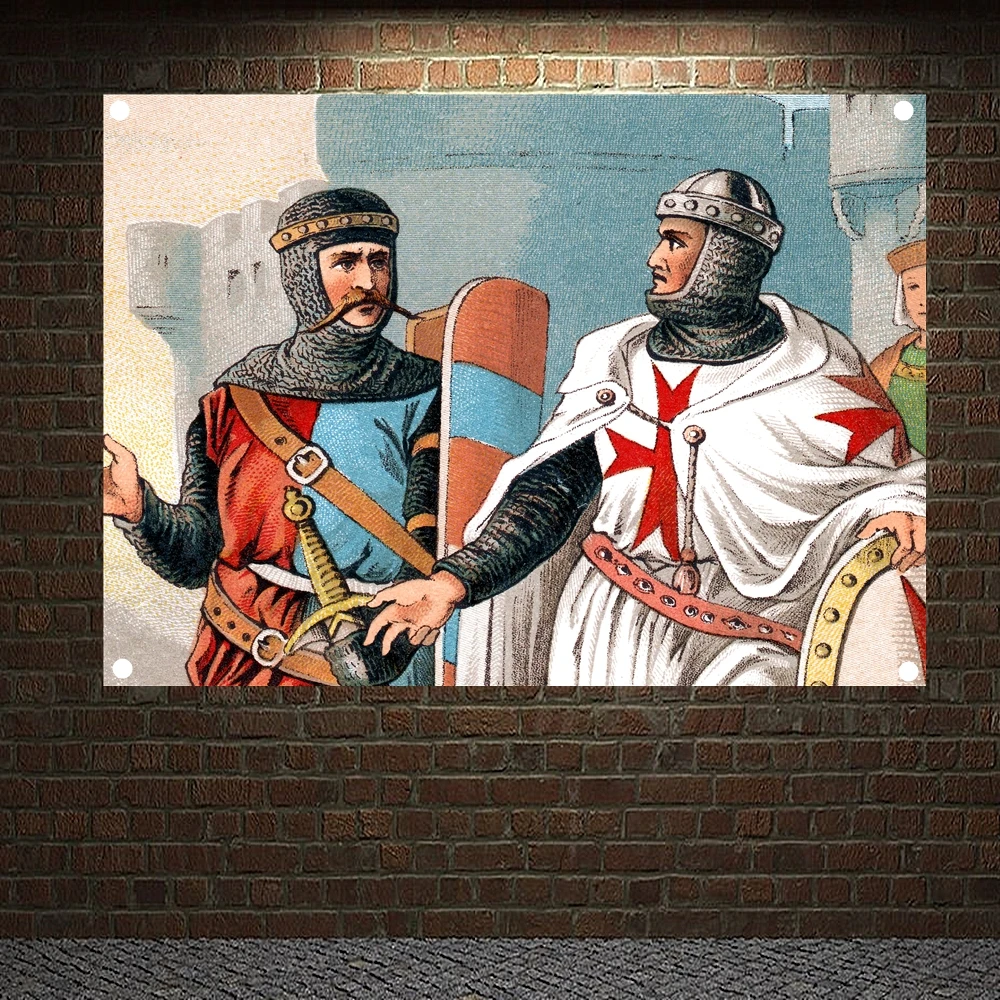 

Knights Templar Armor Retro Posters Tapestry HD Wallpapers Home Decor Vintage Crusader Banners Flag Wall Hanging Ornaments Mural