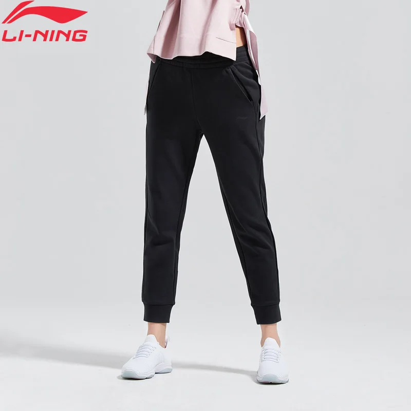 Li-Ning женские тренировочные брюки 15% хлопок 85% полиэстер Обычная посадка теплые на подкладке спортивные брюки AKLN882 WKY196