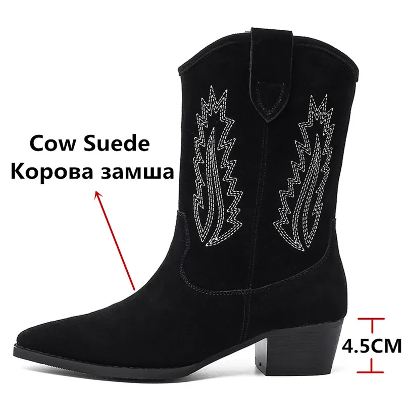 FEDONAS Pointed Toe Short Boots Women Autumn Winter Warm Basic Party Suede Leather Shoes Woman Elegant Embroider Plus Size Boots