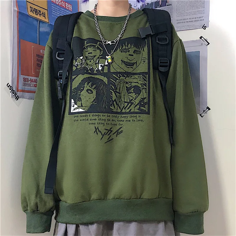 Lychee Harajuku женский флисовый пуловер с круглым вырезом, темно-японский персонаж, женские флисовые толстовки, свободные осенние женские флисовые Топы