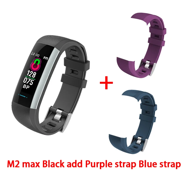 B add 2pcs strap M2 Max Водонепроницаемый Смарт Браслет фитнес-трекер цветной экран контроль артериального давления Bluetooth спортивные Смарт-часы - Цвет: B add 2pcs strap