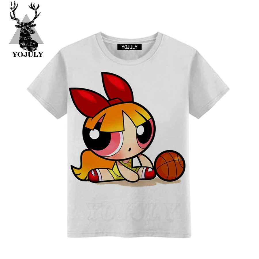 YOJULY/ г. Футболка для девочек с 3D принтом Kawaii Powerpuff летняя повседневная детская одежда для мальчиков футболки с короткими рукавами и рисунком, A16