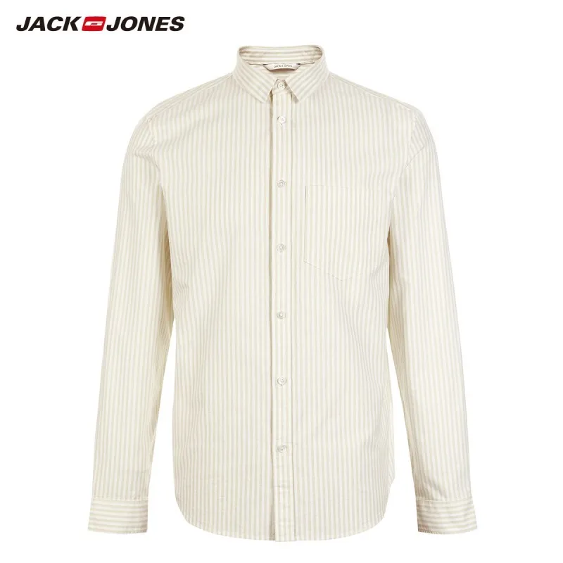 JackJones Мужская рубашка в полоску из хлопка, Мужская одежда, повседневная 219105545