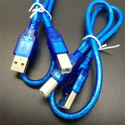 50 см синий USB 2,0 Тип A штекер в Тип B Мужской кабель передачи данных для Arduino