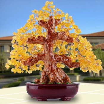 

Crystal Lucky Money Fortune Tree LUCKY Fortune Wealth Chinese Golden Home Office Decoration Best Gifts Tabletop Ornament Crafts