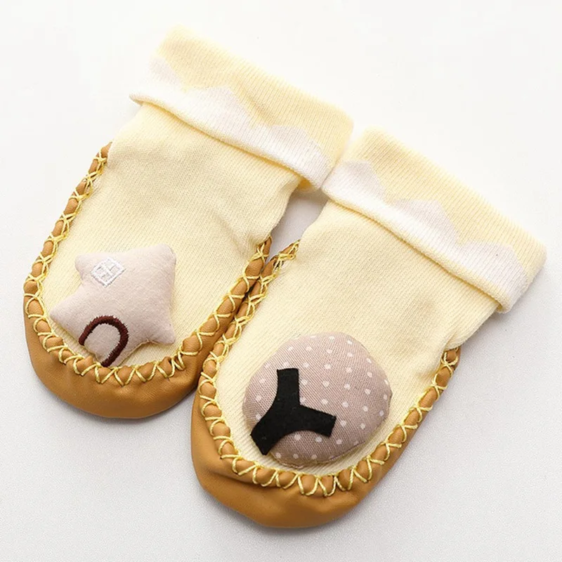 Baby Socks Shoes Spring Autumn Cute Cartoon Anti-Slip Leather Sole Floor Socks Cotton Children Toddler Socks For Girls Boys