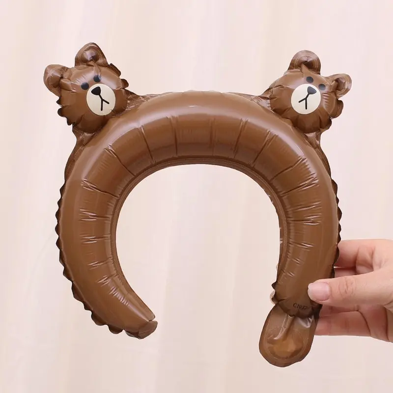 Bear 10 шт. симпатичная мультяшная повязка на голову головной убор животного алюминиевый шар, для дня рождения вечерние реквизит персональные милые декоративные шары - Цвет: Bear