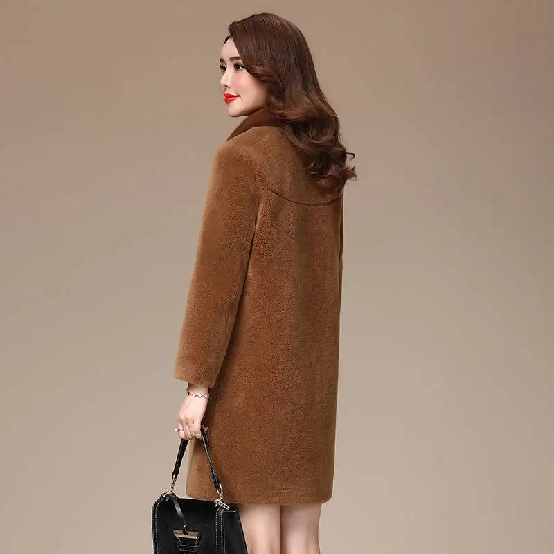 Новая зимняя женская шуба из натурального меха женская натуральная шерсть натуральная оторочка из овечьей шерсти куртка теплая норковая Меховая куртка с воротником Длинная Верхняя одежда A33