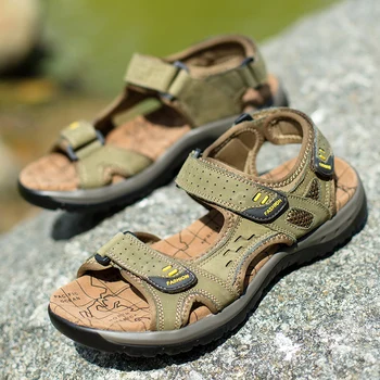

Mens Sandals Summer 2020 New Summer Leisure Beach Men Shoes High Quality Leather Sandals The Big Yards Men's Sandals Size38-48
