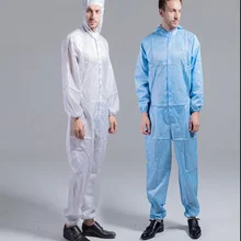 Антистатические комбинезоны размера плюс, для мужчин и женщин, тонкие, с длинными рукавами, цельные, спецодежда, комбинезон, мастерская, синий, асептический, стерильные комбинезоны