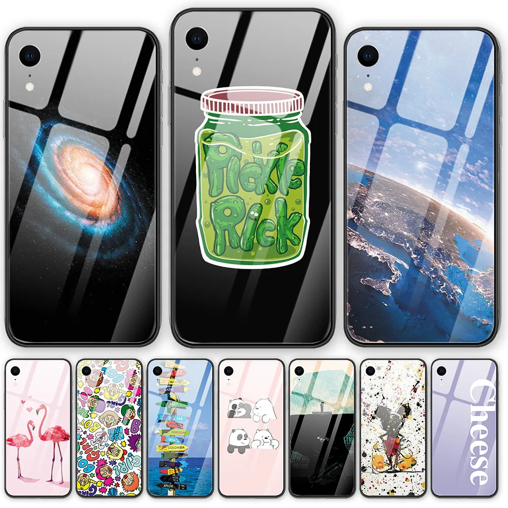 Cute Tempered Glass cover case For iphone XR Wallpaper coque Half-package protective | Мобильные телефоны и аксессуары