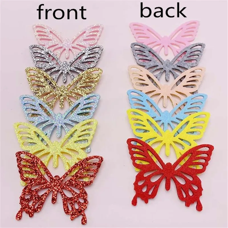 Sewing Pins Craft Supplies Chenille Craft Supplies Doll Handmade Accessories 10 Pcs Glitter Butterfly Christmas Decoration Felt Sewing Accessories Patch Hairpin Flower Material DIY Handwork Craft Supplies