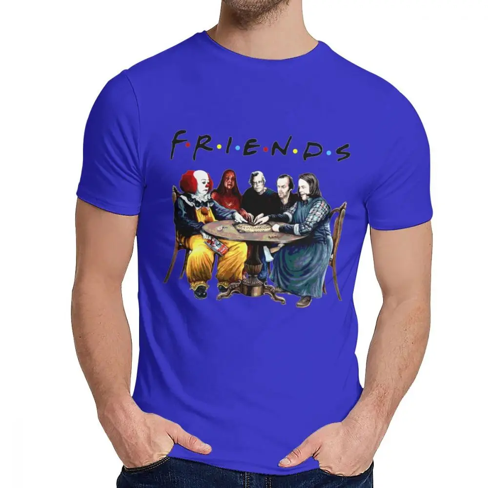 Лучший Стивен Кинг ужас персонажи друзья футболка мода Crewneck картина на заказ человек хлопок плюс размер тройник - Цвет: Синий
