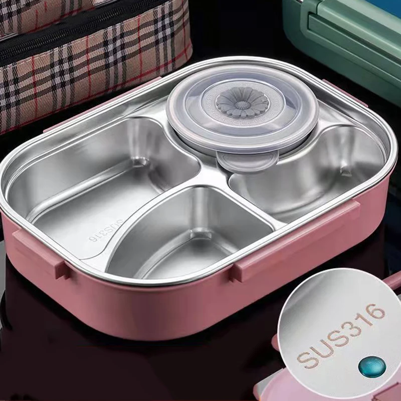 Cute Bento Lunch Box for Kids School Children Microwavable Stainless Steel Kindergarten Children's Bread Sandwich Food Box